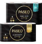 Paseo 4 Ply Toilet Tissue Ultra Soft or King Size 6 Pack